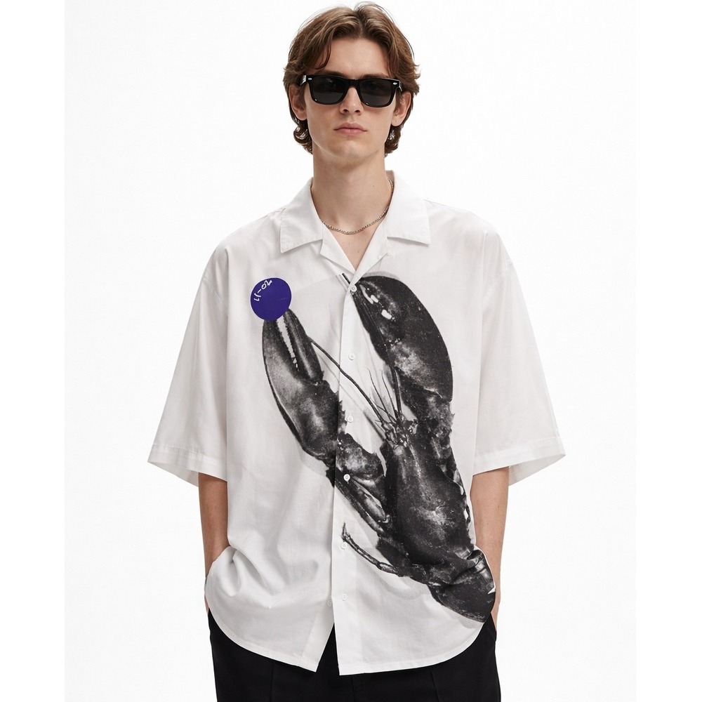 OAMC Lobster Graphic Button Up Shirt Mens L White